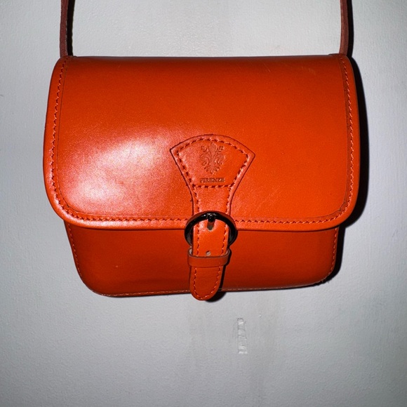 Orange Leather Firenze Crossbody Bag - Picture 1 of 8